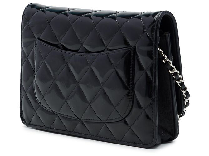 Portafoglio Chanel Black CC Quilted Patent Wallet On Chain Nero - vista 2