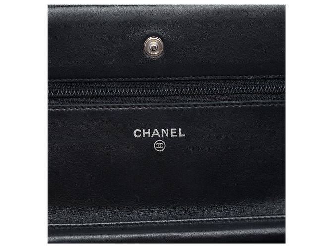 Portafoglio Chanel Black CC Quilted Patent Wallet On Chain Nero - vista 5