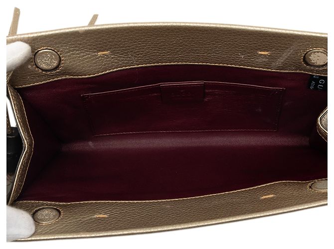 Bamboo Clutch Gucci in vitello metallizzato marrone con nappina in bambù Bronzo - vista 4