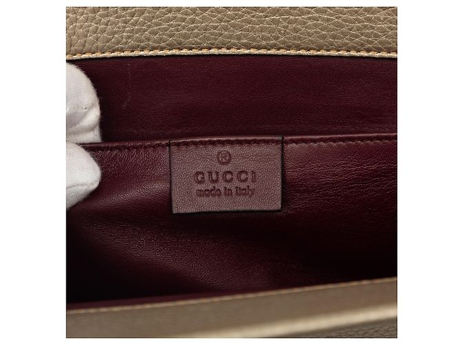 Bamboo Clutch Gucci in vitello metallizzato marrone con nappina in bambù Bronzo - vista 5