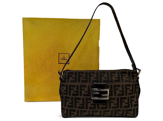 Borsa a tracolla Fendi in tela Zucca marrone - vista 11