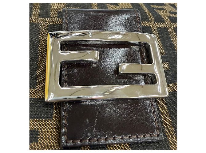 Borsa a tracolla Fendi in tela Zucca marrone - vista 6