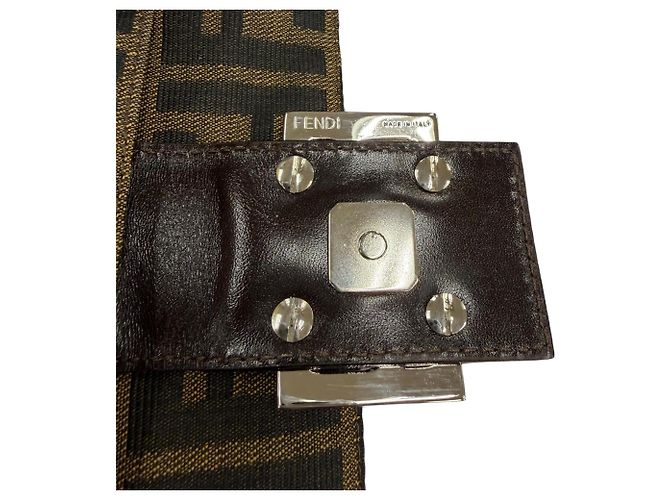 Borsa a tracolla Fendi in tela Zucca marrone - vista 7