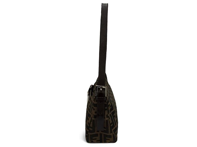Borsa a tracolla Fendi in tela Zucca marrone - vista 9