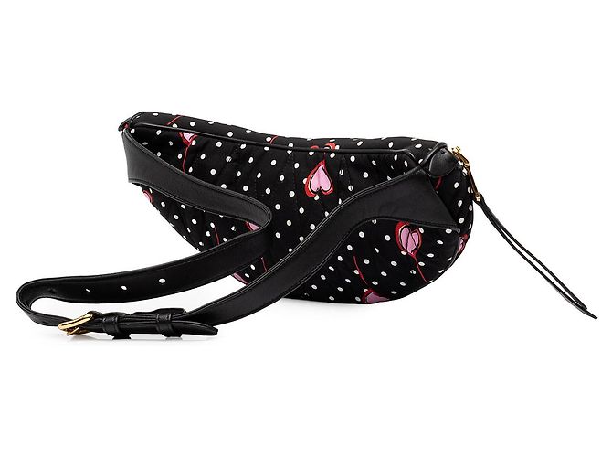 Bolso cinturón Miu Miu de nailon Matelassé negro con estampado de corazón - vista 2
