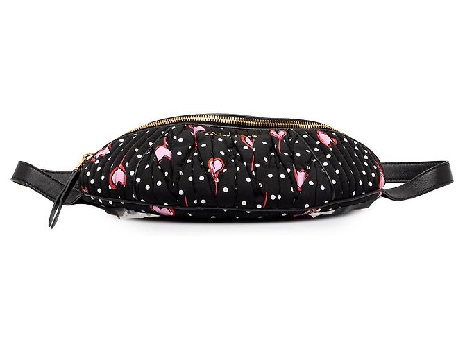 Bolso cinturón Miu Miu de nailon Matelassé negro con estampado de corazón - vista 3