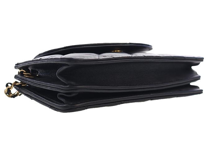 Portacellulare con catena Chanel Mini CC Quilted in pelle d'agnello nera Nero - vista 11