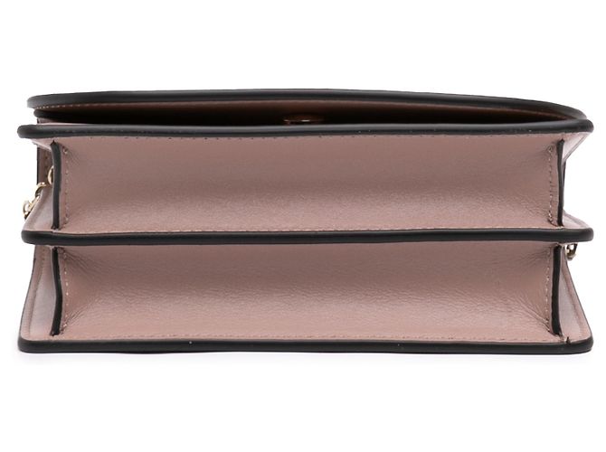 Valentino Borsa a tracolla VLogo Walk in pelle di vitello marrone con catena Carne - vista 3