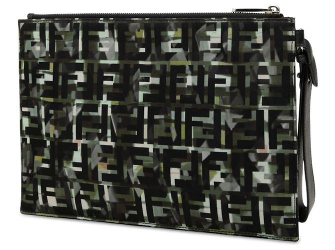 Pouch da polso Fendi Black FF 1974 in nylon camouflage Nero - vista 2