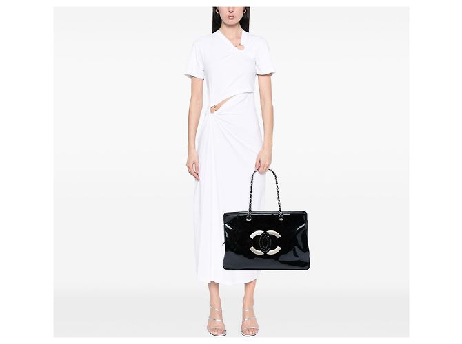 Chanel Black CC Patent Lipstick Ligne Tote Bag Schwarz - Ansicht 5