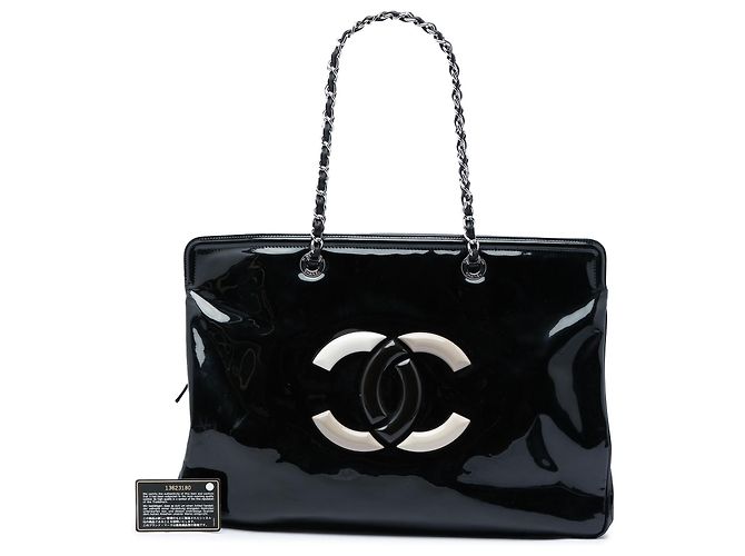 Chanel Black CC Patent Lipstick Ligne Tote Bag Schwarz - Ansicht 6