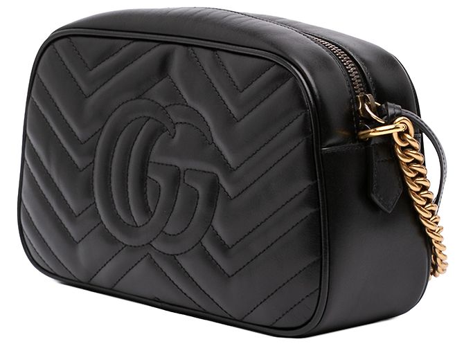 Gucci Borsa a tracolla Small GG Marmont Matelassé in pelle di vitello nera Nero - vista 2