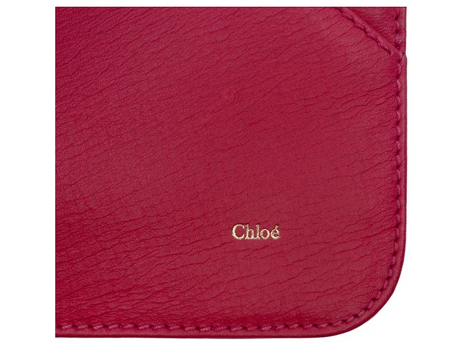 Chloé Leder-Couvert-Clutch in Rot - Ansicht 5