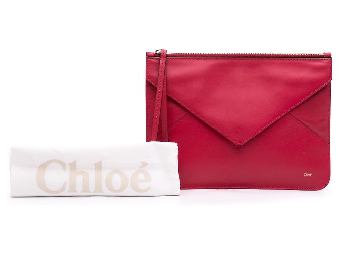 Chloé Leder-Couvert-Clutch in Rot - Ansicht 7