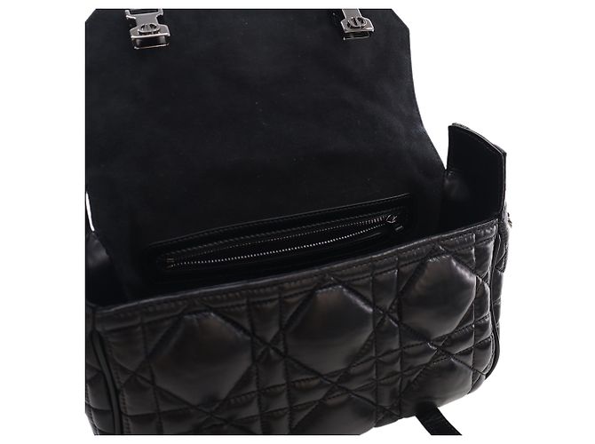 Autre Marque Borsa a Tracolla Diorcamp Piccola in Pelle di Vitello Macrocannage Nera Dior Nero - vista 8