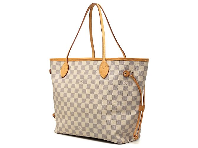 Louis Vuitton White Damier Azur Neverfull MM Weiß - Ansicht 2