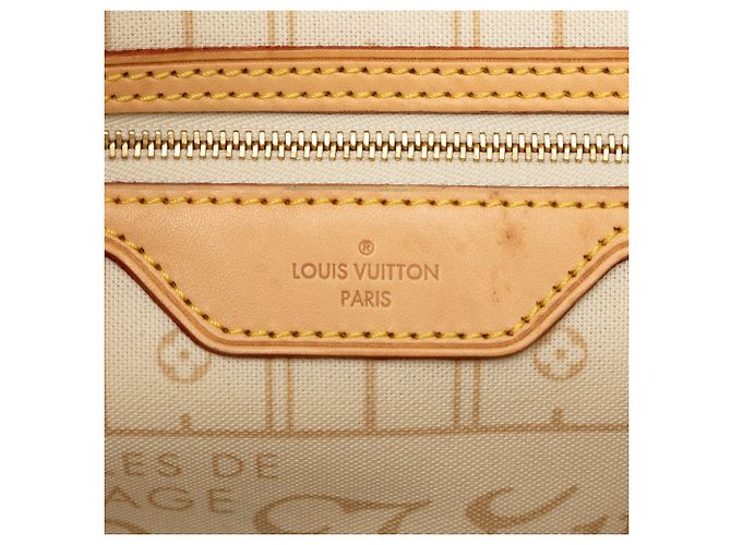 Louis Vuitton White Damier Azur Neverfull MM Weiß - Ansicht 5