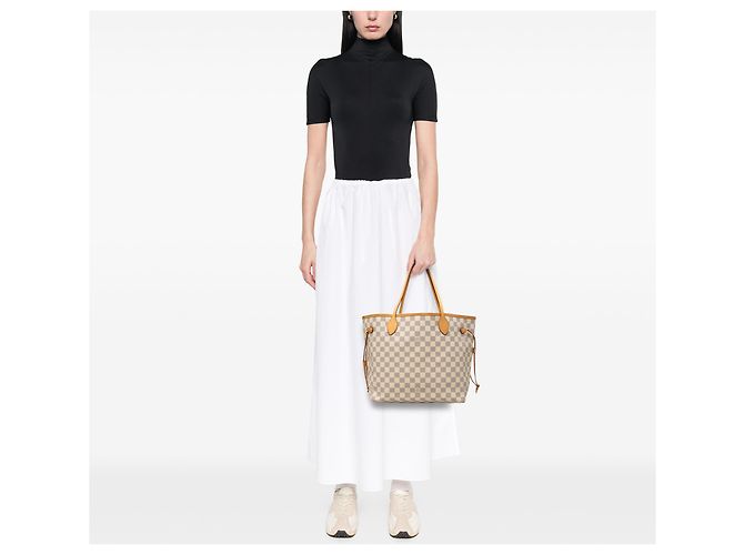 Louis Vuitton White Damier Azur Neverfull MM Weiß - Ansicht 7
