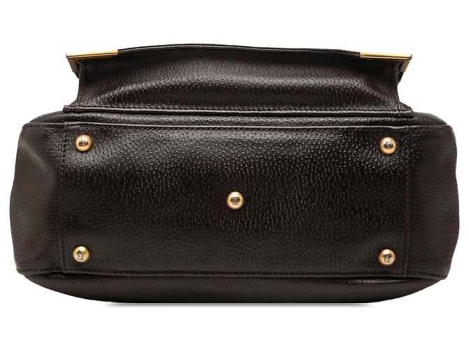 Borsa Satchel Fendi Classico No 3 in pelle martellata marrone Marrone scuro - vista 3
