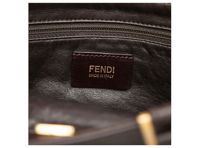 Borsa Satchel Fendi Classico No 3 in pelle martellata marrone Marrone scuro - vista 5