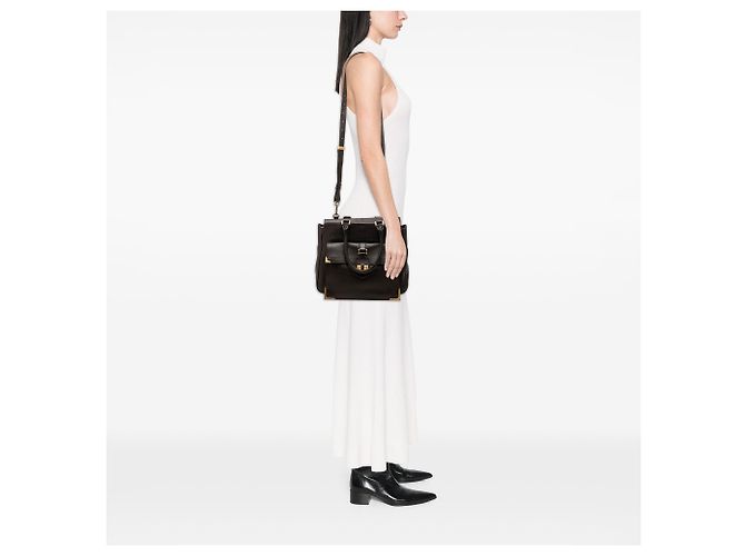 Borsa Satchel Fendi Classico No 3 in pelle martellata marrone Marrone scuro - vista 6