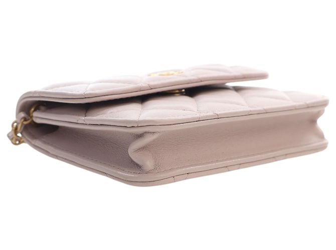 Chanel Mini Clutch On Chain Pearl Crush in pelle di agnello rosa - vista 12