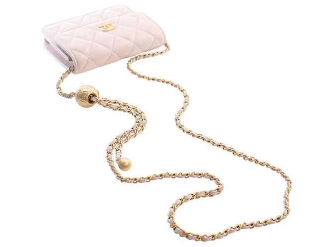 Chanel Mini Clutch On Chain Pearl Crush in pelle di agnello rosa - vista 14