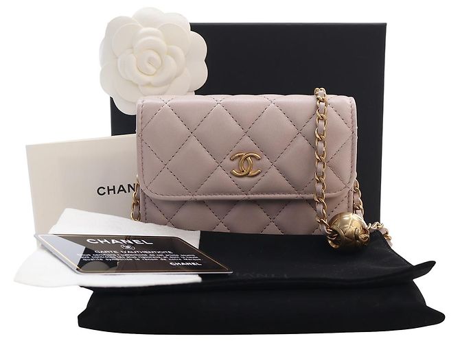 Chanel Mini Clutch On Chain Pearl Crush in pelle di agnello rosa - vista 15