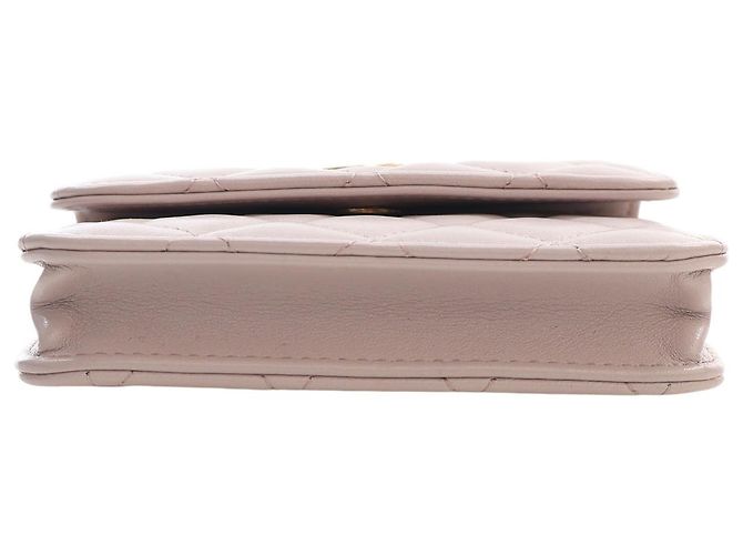 Chanel Mini Clutch On Chain Pearl Crush in pelle di agnello rosa - vista 3