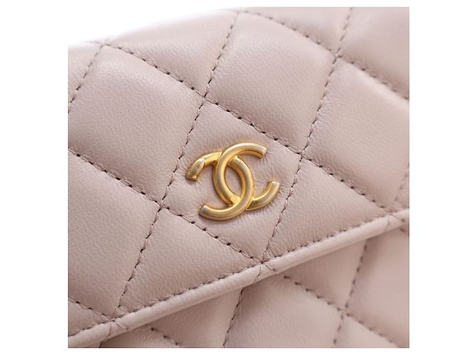 Chanel Mini Clutch On Chain Pearl Crush in pelle di agnello rosa - vista 5