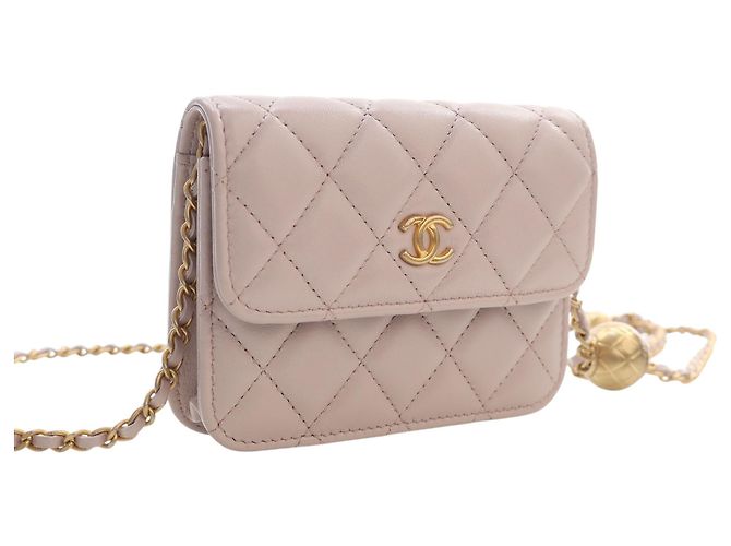Chanel Mini Clutch On Chain Pearl Crush in pelle di agnello rosa - vista 6