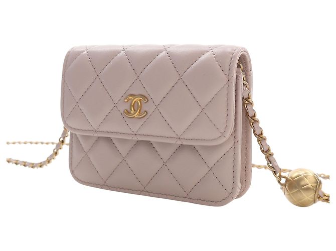Chanel Mini Clutch On Chain Pearl Crush in pelle di agnello rosa - vista 7