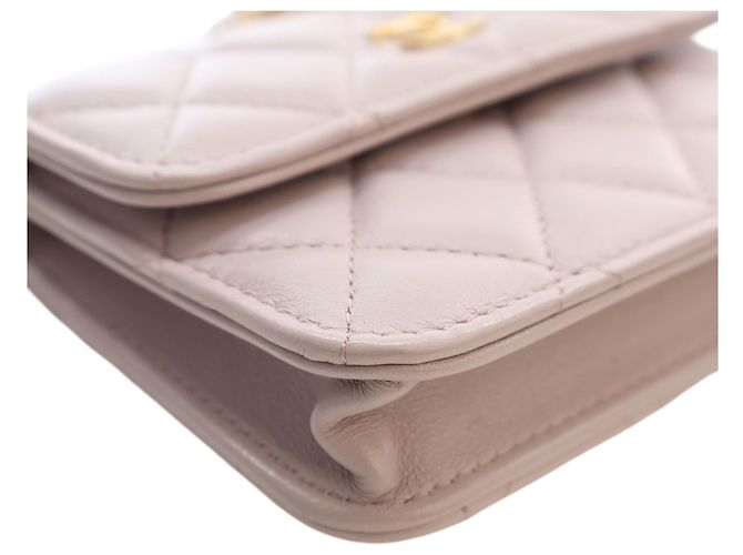 Chanel Mini Clutch On Chain Pearl Crush in pelle di agnello rosa - vista 8