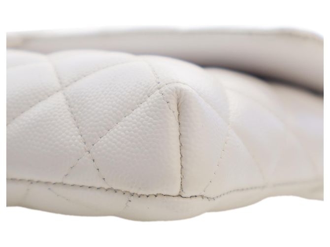 Chanel White CC Quilted Caviar Flap Clutch Weiß - Ansicht 13