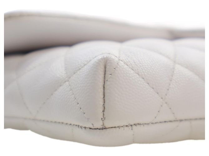 Chanel White CC Quilted Caviar Flap Clutch Weiß - Ansicht 14