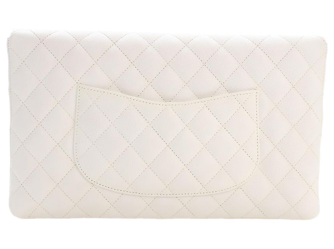 Chanel White CC Quilted Caviar Flap Clutch Weiß - Ansicht 4