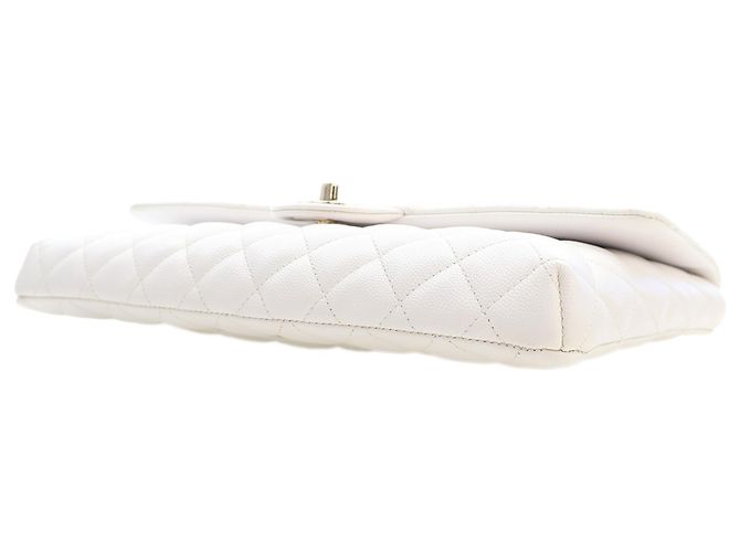 Chanel White CC Quilted Caviar Flap Clutch Weiß - Ansicht 6