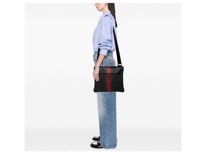Borsa a tracolla Gucci Gray GG Supreme Web Marrone Grigio antracite - vista 6