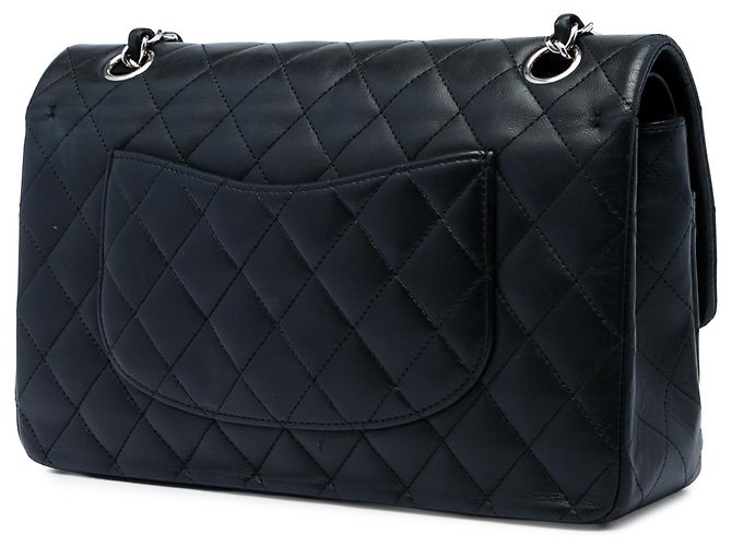 Chanel Black Medium Classic Lambskin Double Flap Preto - vista 2