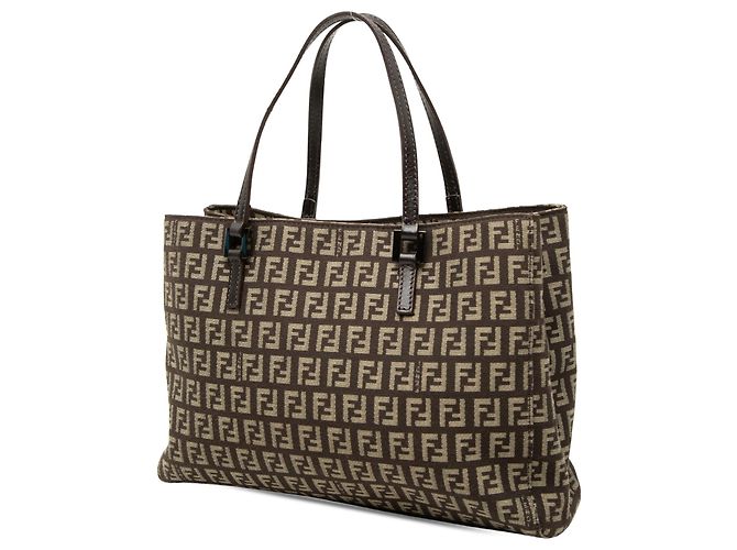 Fendi Small Zucchino Canvas Tote Braun Dunkelbraun - Ansicht 2