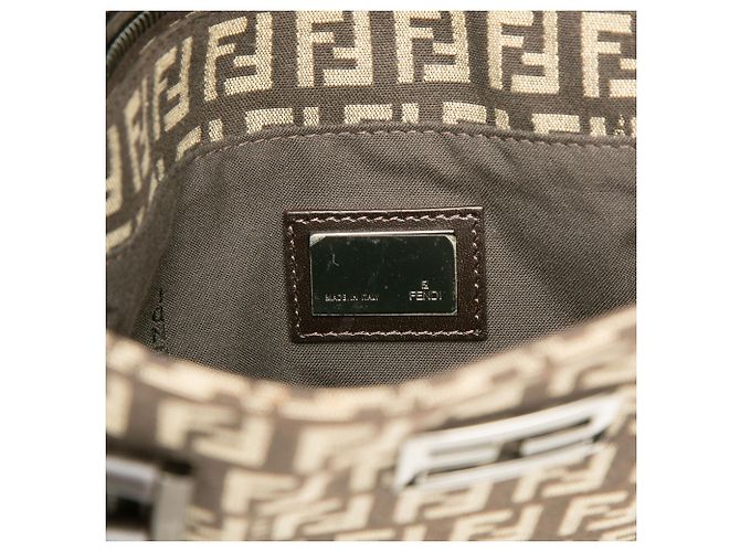 Fendi Small Zucchino Canvas Tote Braun Dunkelbraun - Ansicht 5