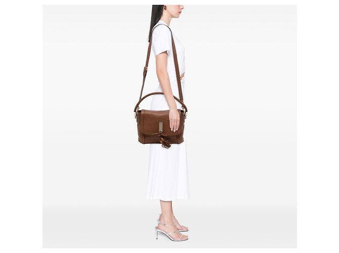 Borsa Satchel Bella con patta in vitello marrone Gucci Marrone scuro - vista 6