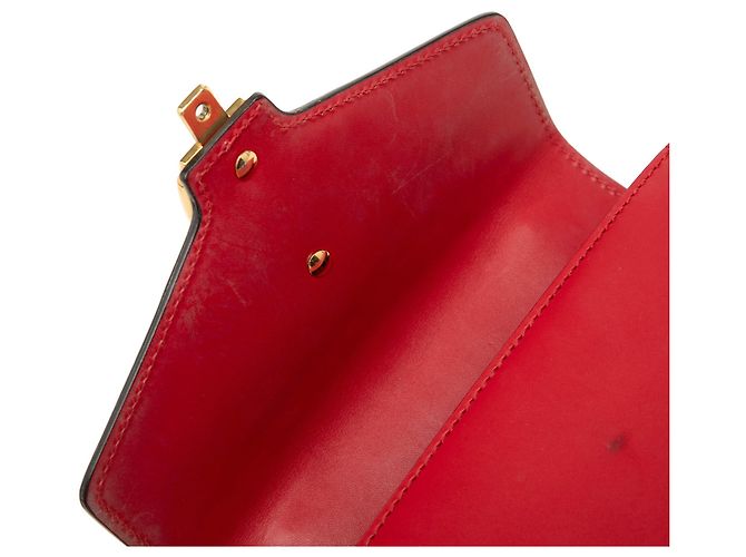 Borsa Gucci Red Mini Calfskin Web Sylvie Chain Satchel Rosso - vista 8