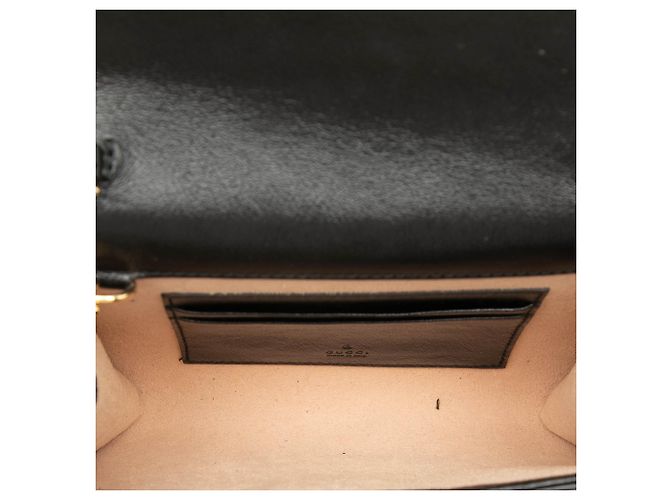 Gucci Mini Borsa a Tracolla Rajah Web Chain in Pelle di Vitello Nera Nero - vista 4