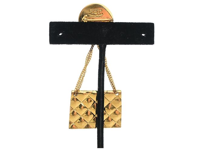 Spilla Chanel Gold CC placcata oro Quilted Flap Bag D'oro - vista 2