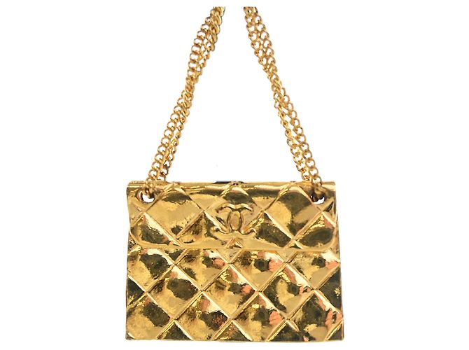 Spilla Chanel Gold CC placcata oro Quilted Flap Bag D'oro - vista 3