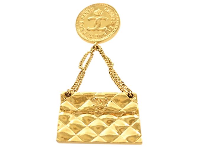 Spilla Chanel Gold CC placcata oro Quilted Flap Bag D'oro - vista 5