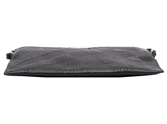 Burberry Black Small Grain Check Embossed Leather Chichester Crossbody Nero - vista 3
