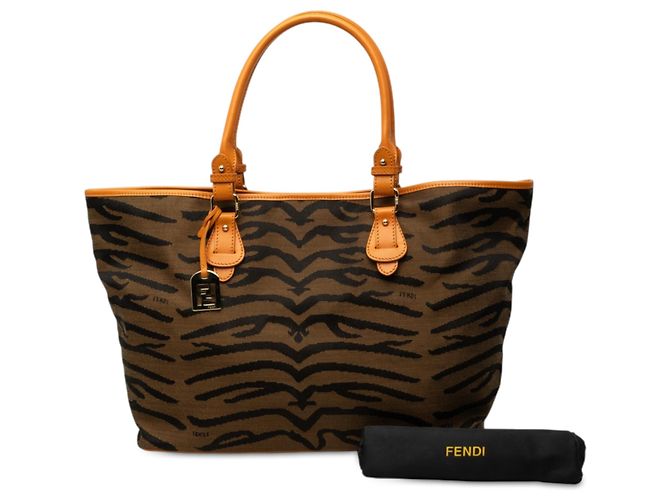 Fendi Shopper aus Canvas mit braunem Zebra-Print - Ansicht 7