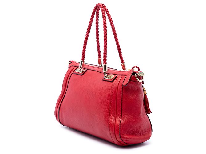 Gucci Bella Satchel aus rotem Narbenleder - Ansicht 2